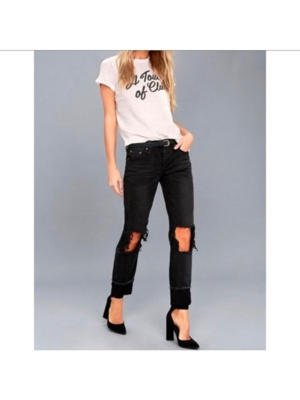 One X One Teaspoon Black Wash Destroyed Ripped Jeans 25
